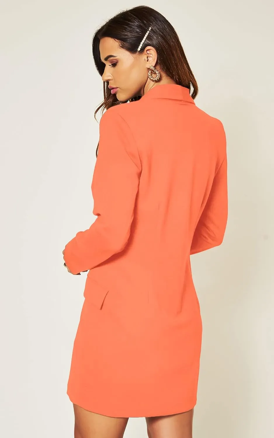 UNIQUE 21 Women Luxe Stain Breasted Asymmetric Blazer Dress - Ladies Elegant Casual Work Office Events Blazer Dresses