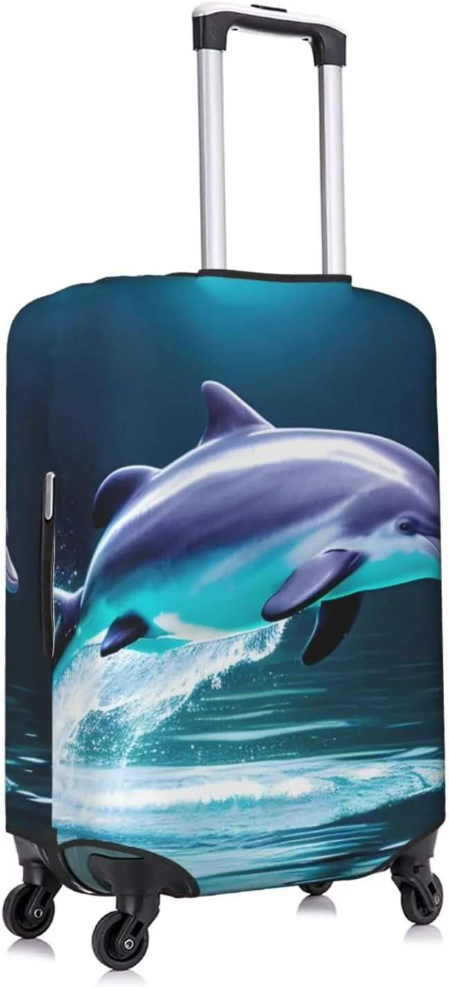 Unique 3d Animal Dolphin Travel Luggage Cover Suitcase Protector Fits 18-22 Inch Luggage,Anti Scratch Dirt Covers