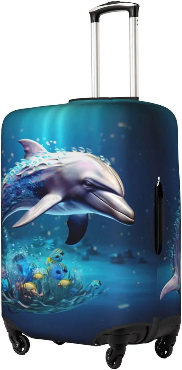 Unique 3d Animal Dolphin Travel Luggage Cover Suitcase Protector Fits 18-22 Inch Luggage,Anti Scratch Dirt Covers