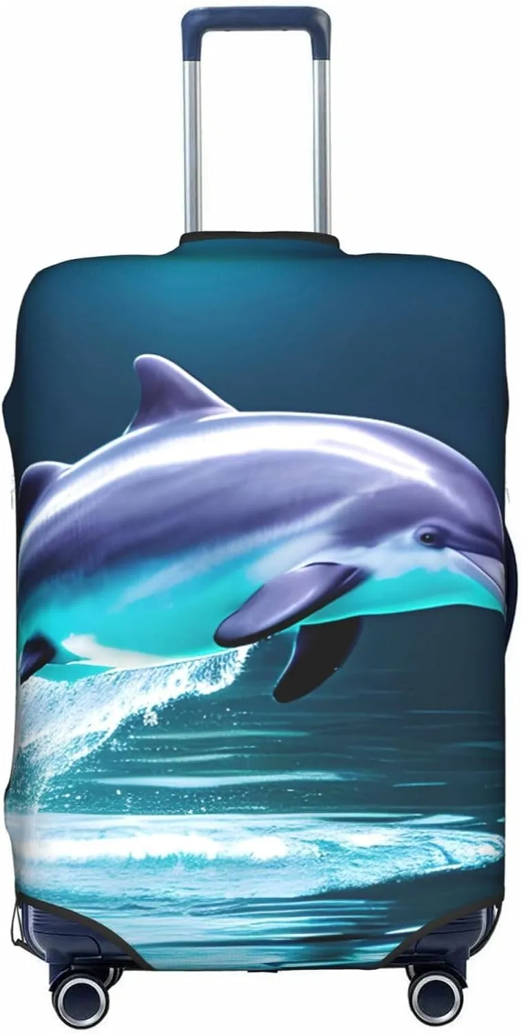 Unique 3d Animal Dolphin Travel Luggage Cover Suitcase Protector Fits 18-22 Inch Luggage,Anti Scratch Dirt Covers