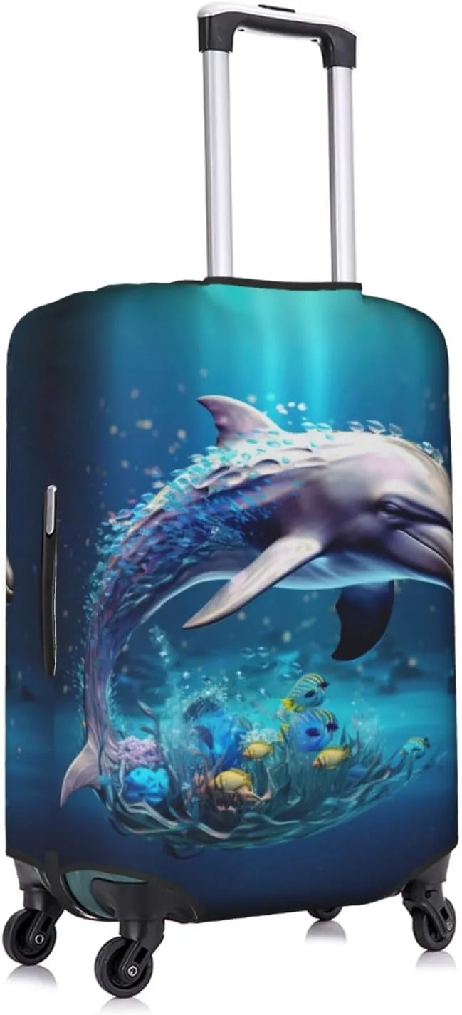 Unique 3d Animal Dolphin Travel Luggage Cover Suitcase Protector Fits 18-22 Inch Luggage,Anti Scratch Dirt Covers