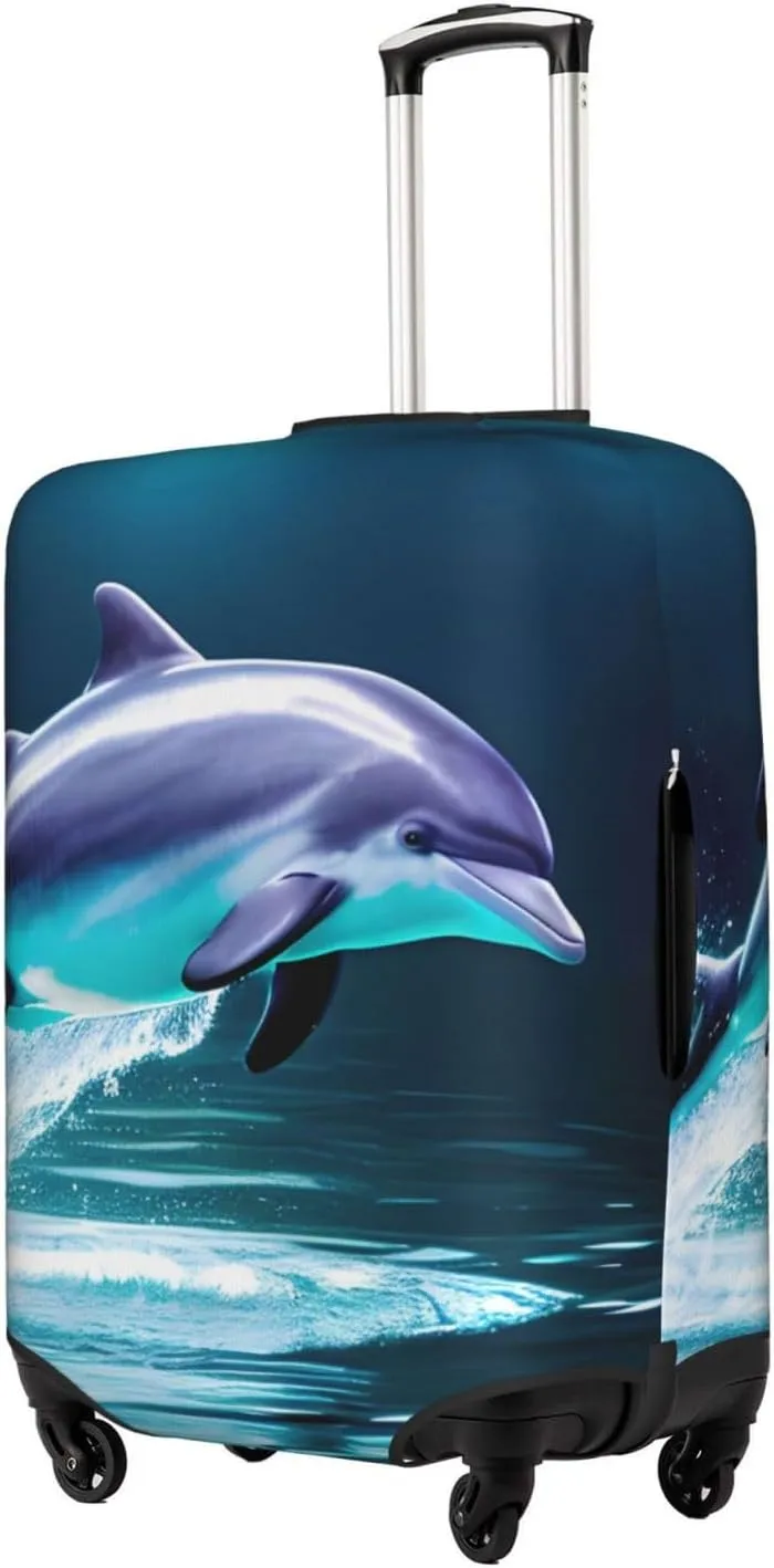 Unique 3d Animal Dolphin Travel Luggage Cover Suitcase Protector Fits 18-22 Inch Luggage,Anti Scratch Dirt Covers