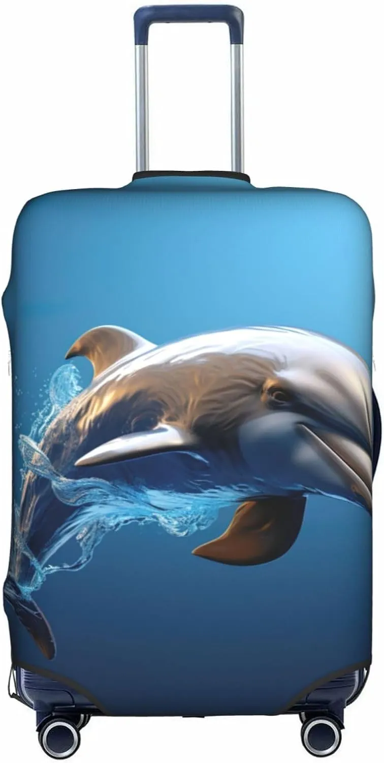 Unique 3d Animal Dolphin Travel Luggage Cover Suitcase Protector Fits 18-22 Inch Luggage,Anti Scratch Dirt Covers