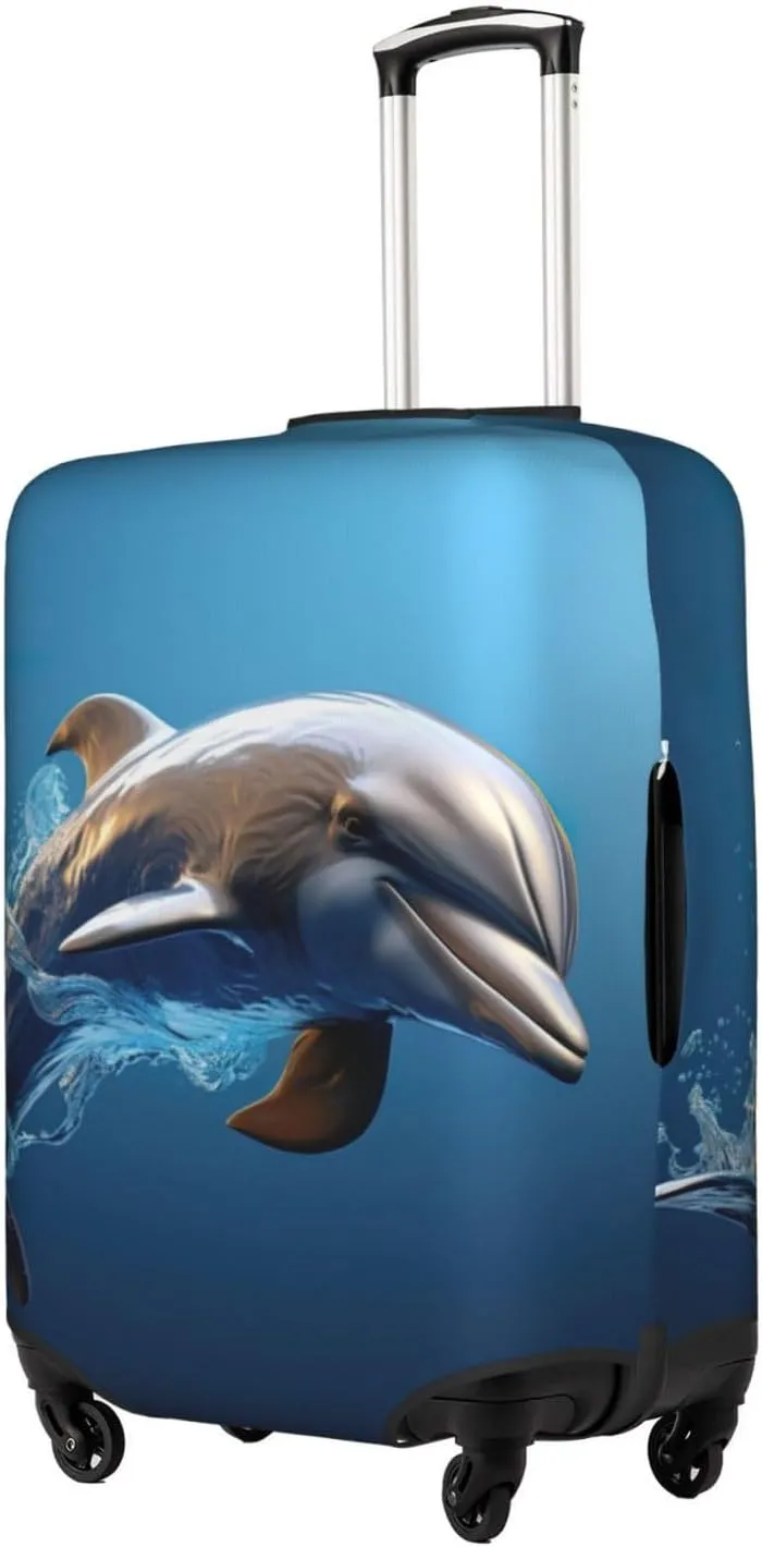 Unique 3d Animal Dolphin Travel Luggage Cover Suitcase Protector Fits 18-22 Inch Luggage,Anti Scratch Dirt Covers