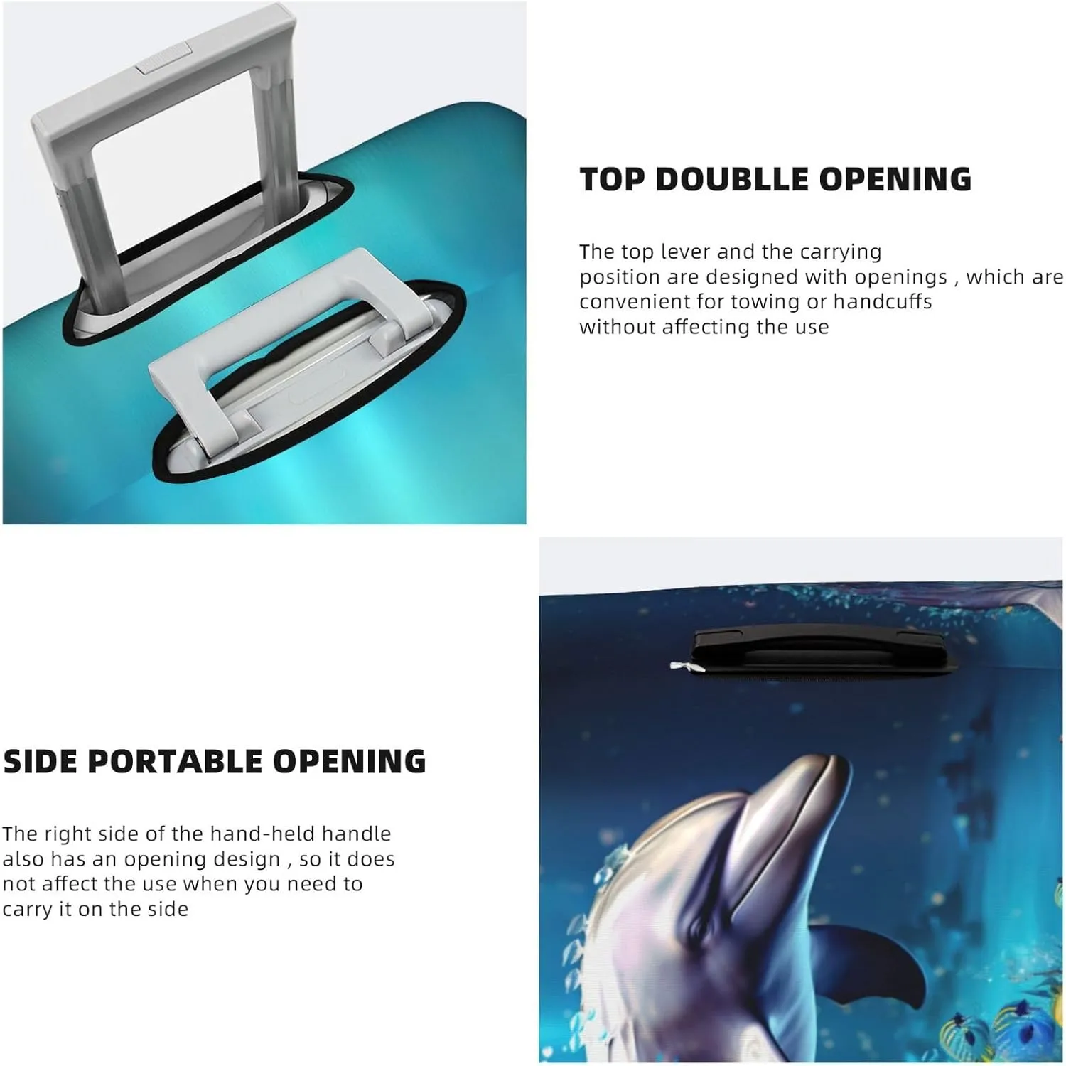Unique 3d Animal Dolphin Travel Luggage Cover Suitcase Protector Fits 18-22 Inch Luggage,Anti Scratch Dirt Covers