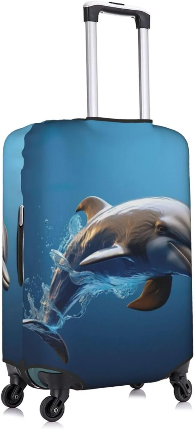 Unique 3d Animal Dolphin Travel Luggage Cover Suitcase Protector Fits 18-22 Inch Luggage,Anti Scratch Dirt Covers