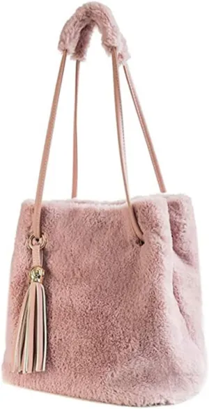 Unique Design Plush Tote Bag Faux Fur Bucket Bag Women's Lady Handbag Multi-wearing for Evening Events