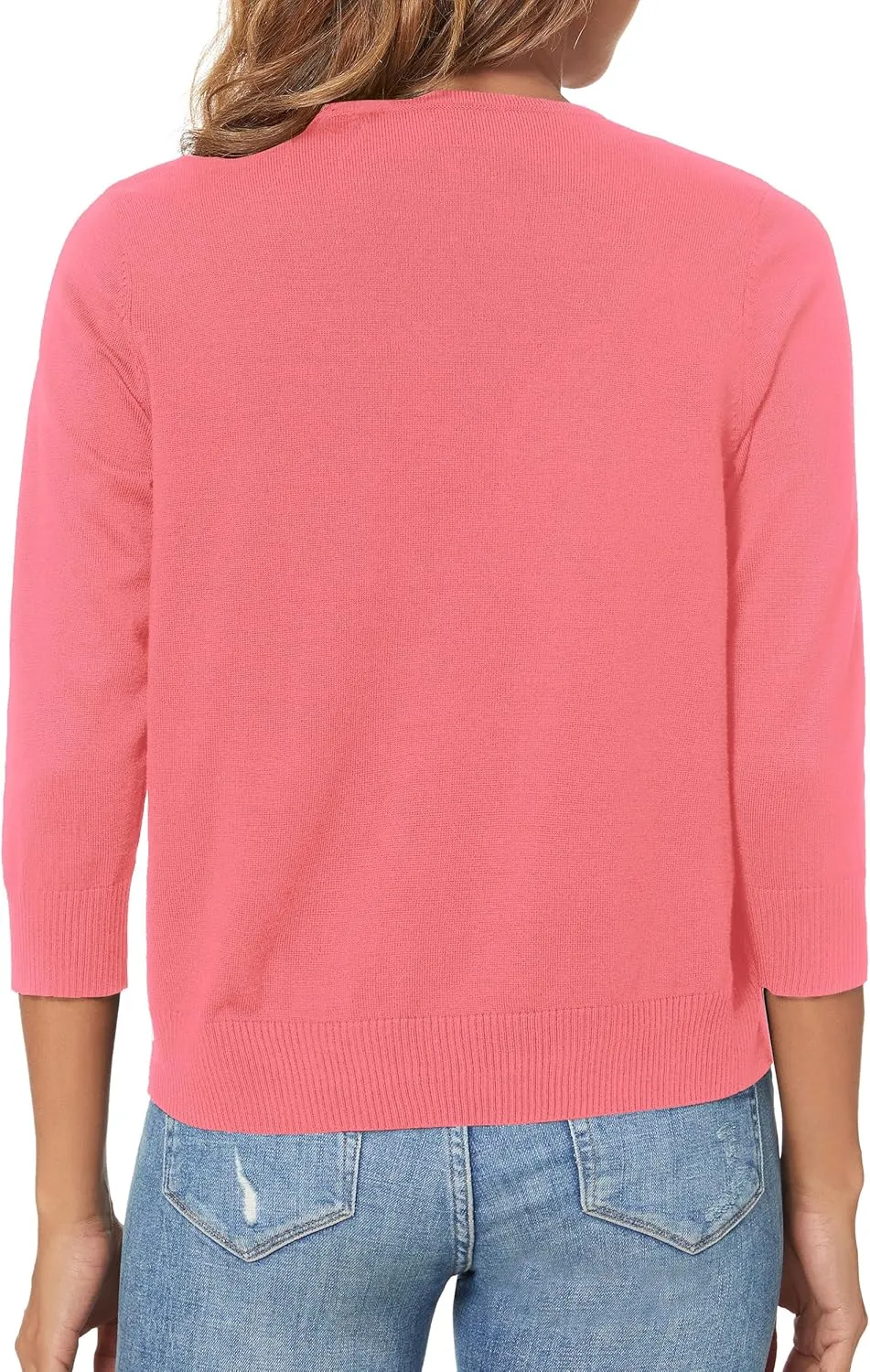 Urban CoCo Women's 3/4 Sleeve Shrugs Open Front Cropped Sweater Cardigan