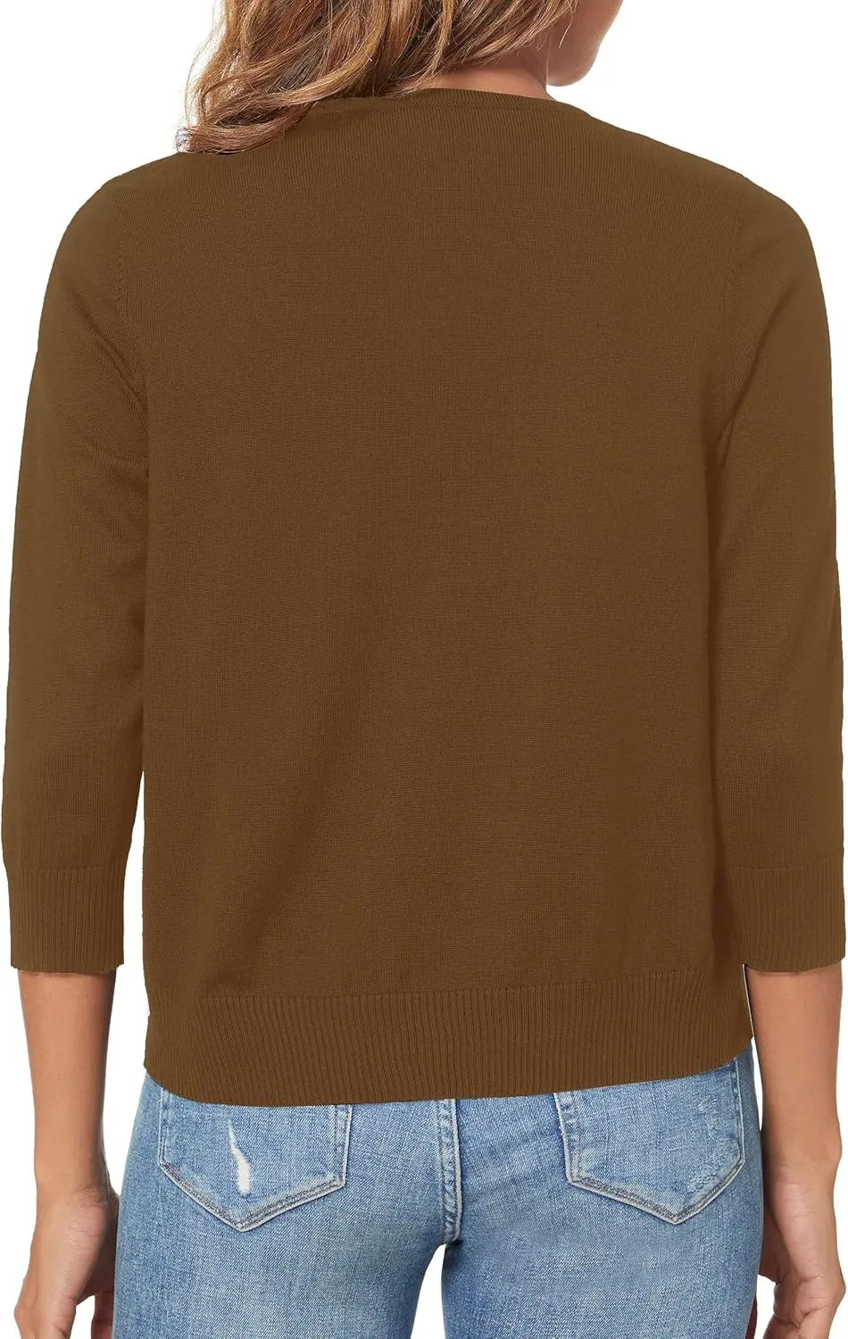 Urban CoCo Women's 3/4 Sleeve Shrugs Open Front Cropped Sweater Cardigan