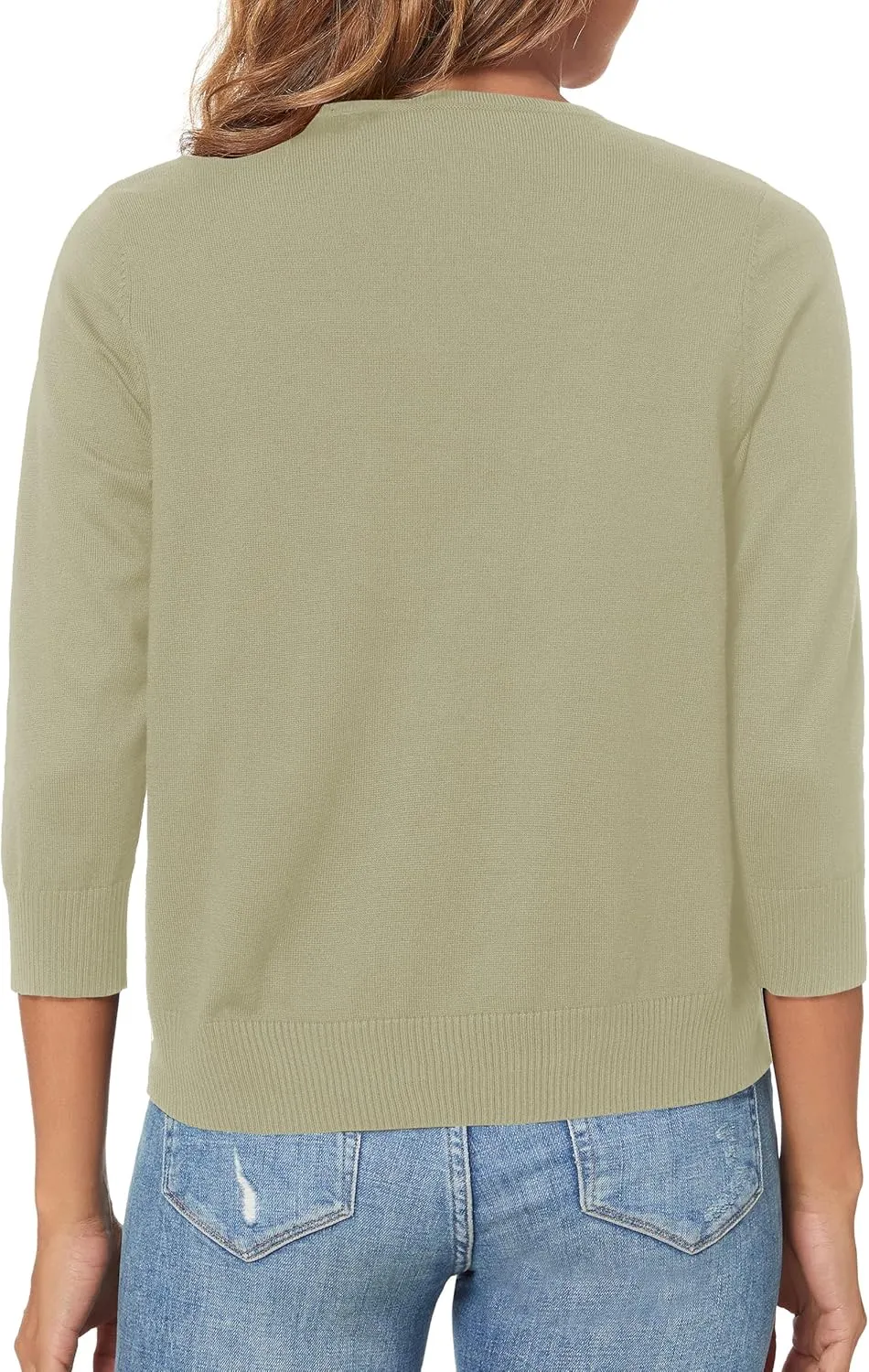 Urban CoCo Women's 3/4 Sleeve Shrugs Open Front Cropped Sweater Cardigan