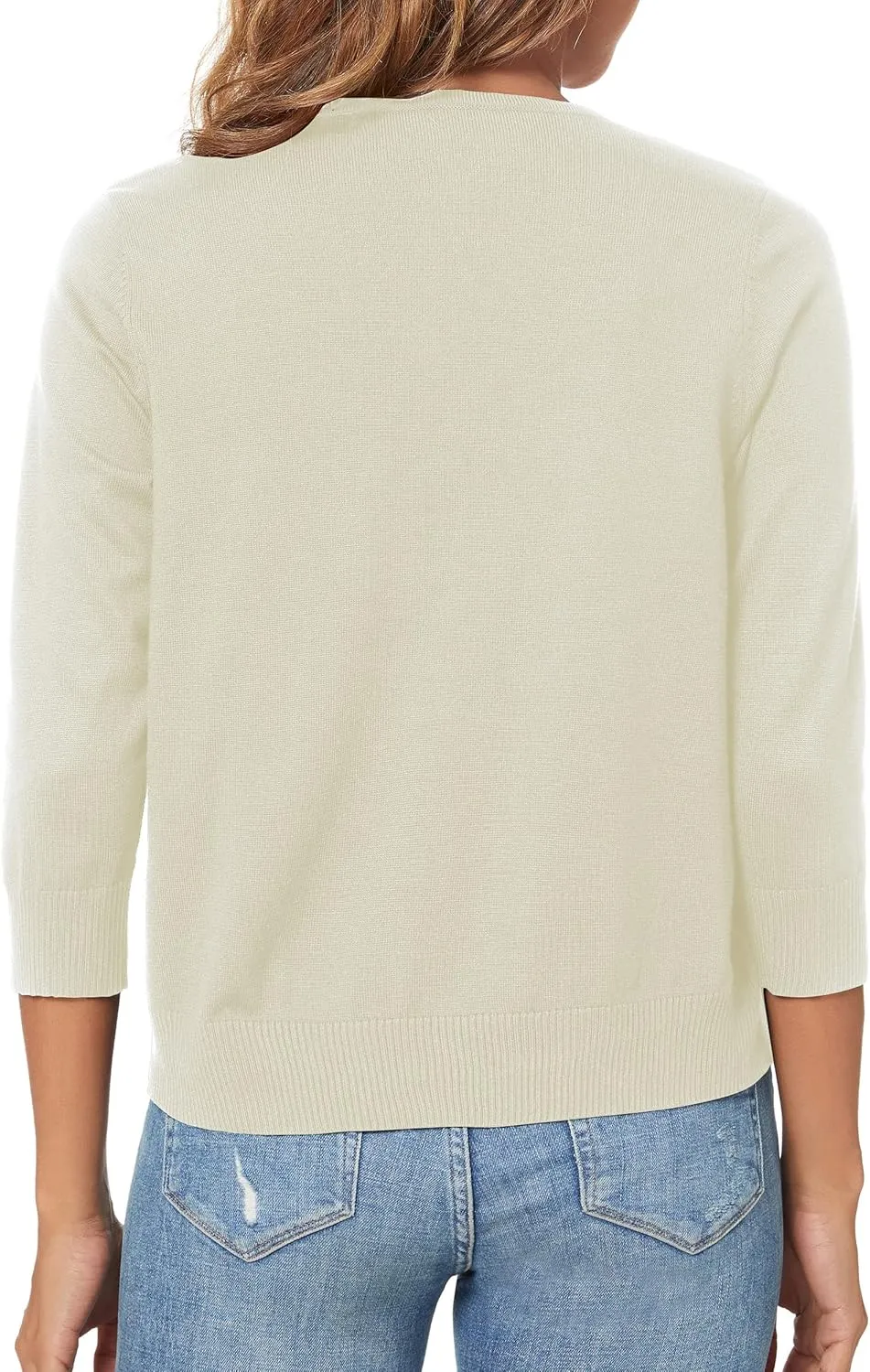 Urban CoCo Women's 3/4 Sleeve Shrugs Open Front Cropped Sweater Cardigan