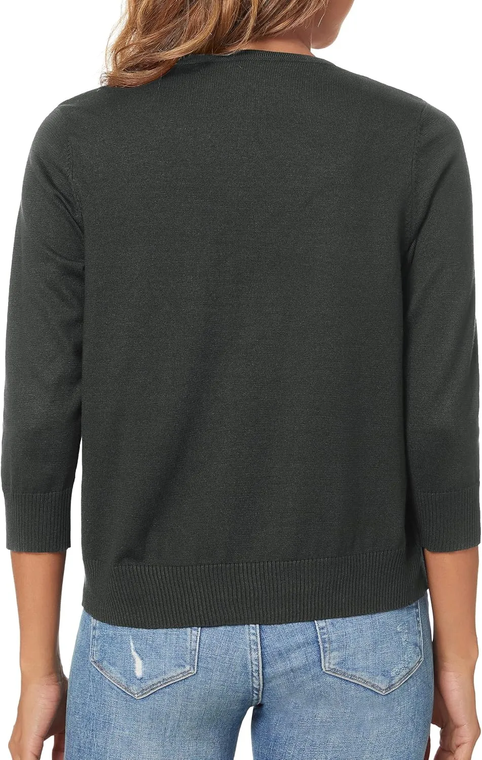 Urban CoCo Women's 3/4 Sleeve Shrugs Open Front Cropped Sweater Cardigan