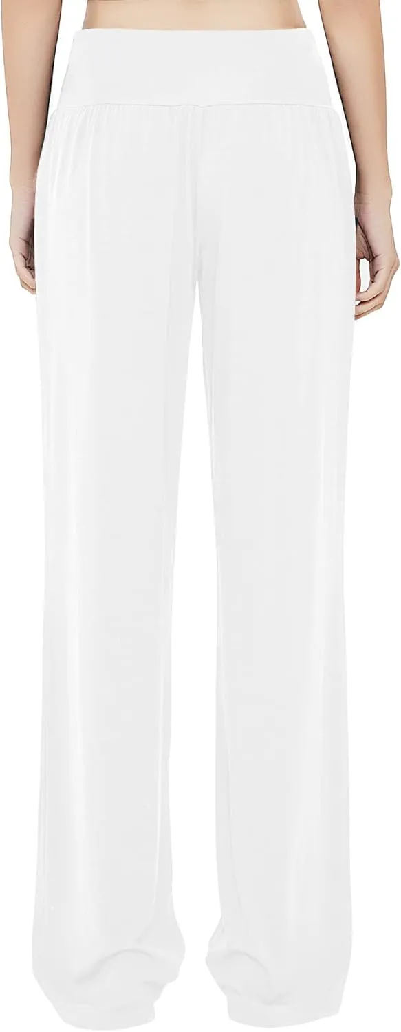 Urban CoCo Women's Comfy Yoga Pants Casual Wide Leg Sweatpants High Waist Stretch Trousers with Pockets