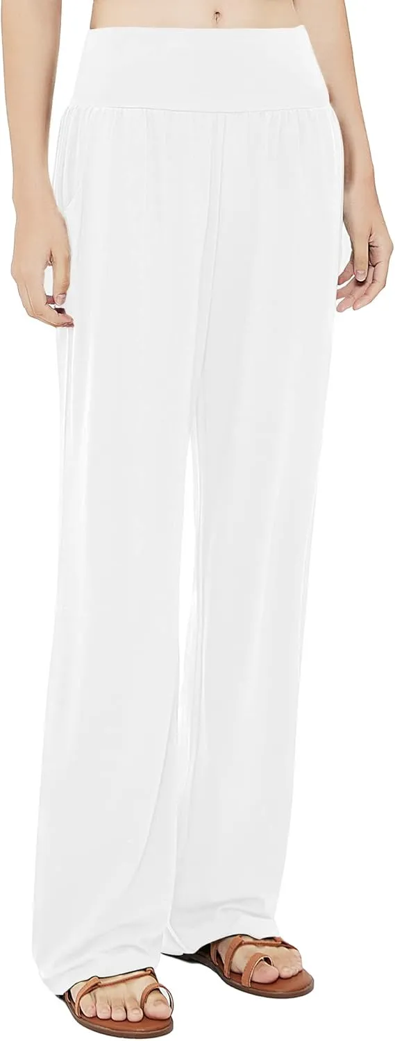 Urban CoCo Women's Comfy Yoga Pants Casual Wide Leg Sweatpants High Waist Stretch Trousers with Pockets