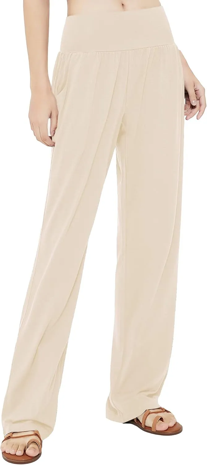 Urban CoCo Women's Comfy Yoga Pants Casual Wide Leg Sweatpants High Waist Stretch Trousers with Pockets