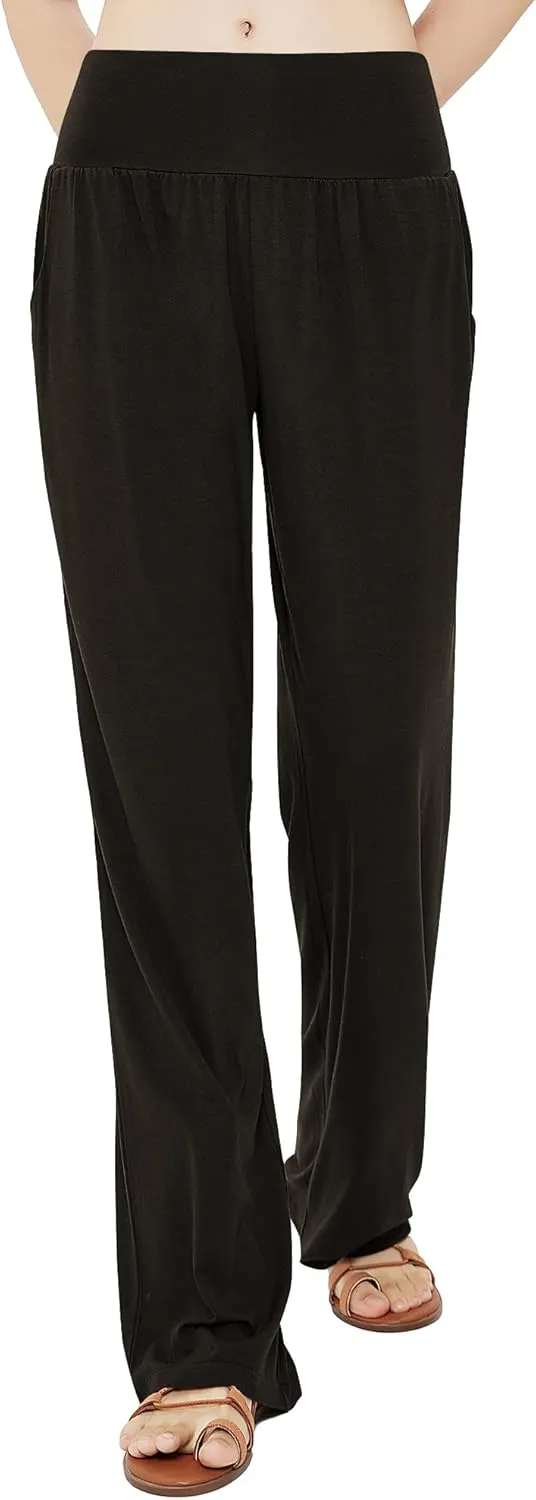 Urban CoCo Women's Comfy Yoga Pants Casual Wide Leg Sweatpants High Waist Stretch Trousers with Pockets