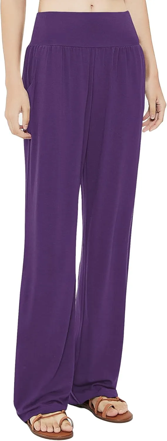 Urban CoCo Women's Comfy Yoga Pants Casual Wide Leg Sweatpants High Waist Stretch Trousers with Pockets