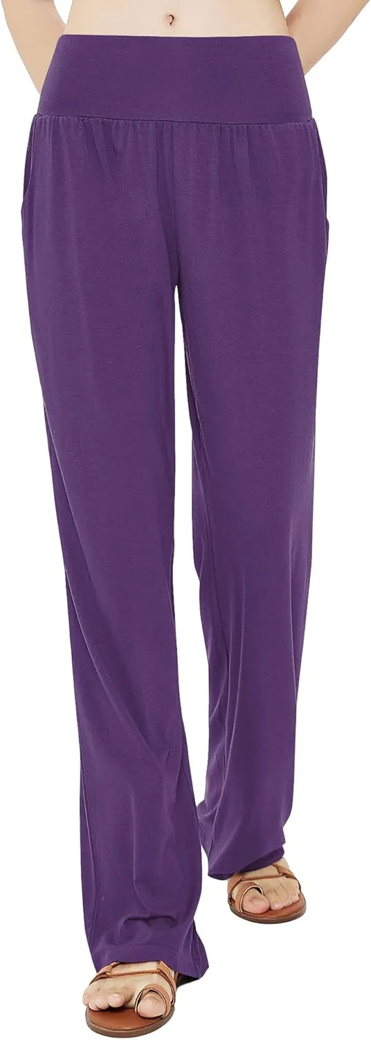 Urban CoCo Women's Comfy Yoga Pants Casual Wide Leg Sweatpants High Waist Stretch Trousers with Pockets