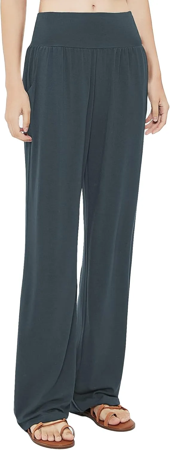 Urban CoCo Women's Comfy Yoga Pants Casual Wide Leg Sweatpants High Waist Stretch Trousers with Pockets