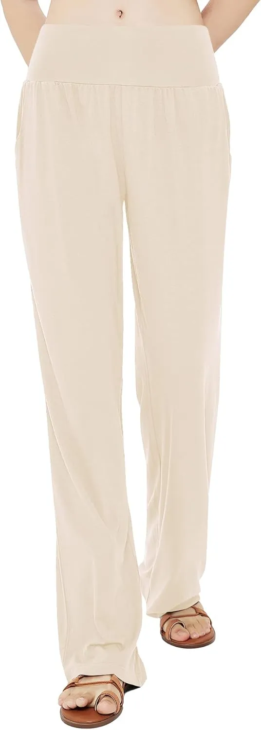 Urban CoCo Women's Comfy Yoga Pants Casual Wide Leg Sweatpants High Waist Stretch Trousers with Pockets