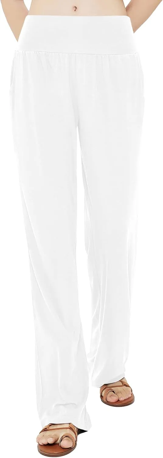 Urban CoCo Women's Comfy Yoga Pants Casual Wide Leg Sweatpants High Waist Stretch Trousers with Pockets