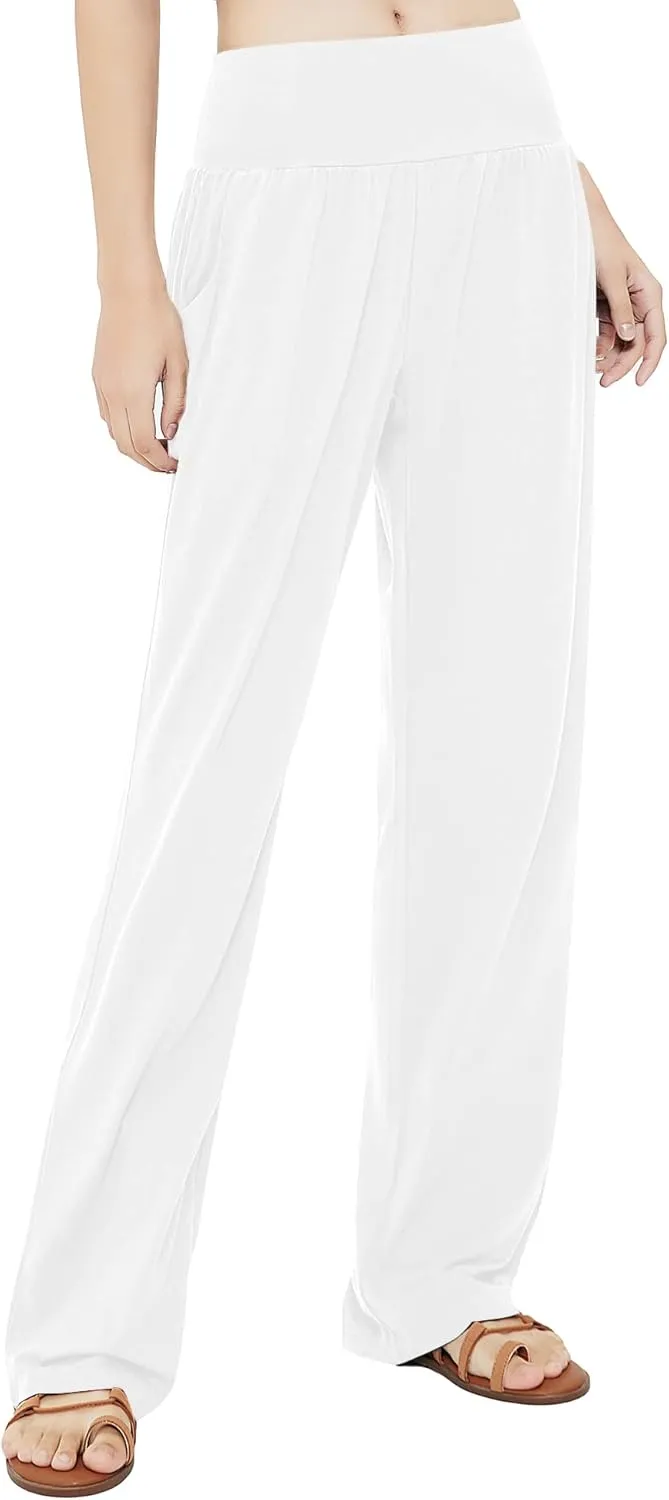 Urban CoCo Women's Comfy Yoga Pants Casual Wide Leg Sweatpants High Waist Stretch Trousers with Pockets
