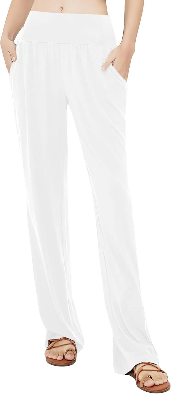 Urban CoCo Women's Comfy Yoga Pants Casual Wide Leg Sweatpants High Waist Stretch Trousers with Pockets