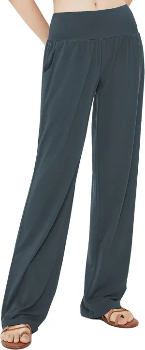 Urban CoCo Women's Comfy Yoga Pants Casual Wide Leg Sweatpants High Waist Stretch Trousers with Pockets