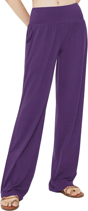 Urban CoCo Women's Comfy Yoga Pants Casual Wide Leg Sweatpants High Waist Stretch Trousers with Pockets