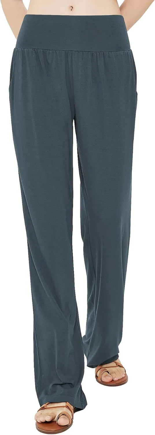Urban CoCo Women's Comfy Yoga Pants Casual Wide Leg Sweatpants High Waist Stretch Trousers with Pockets