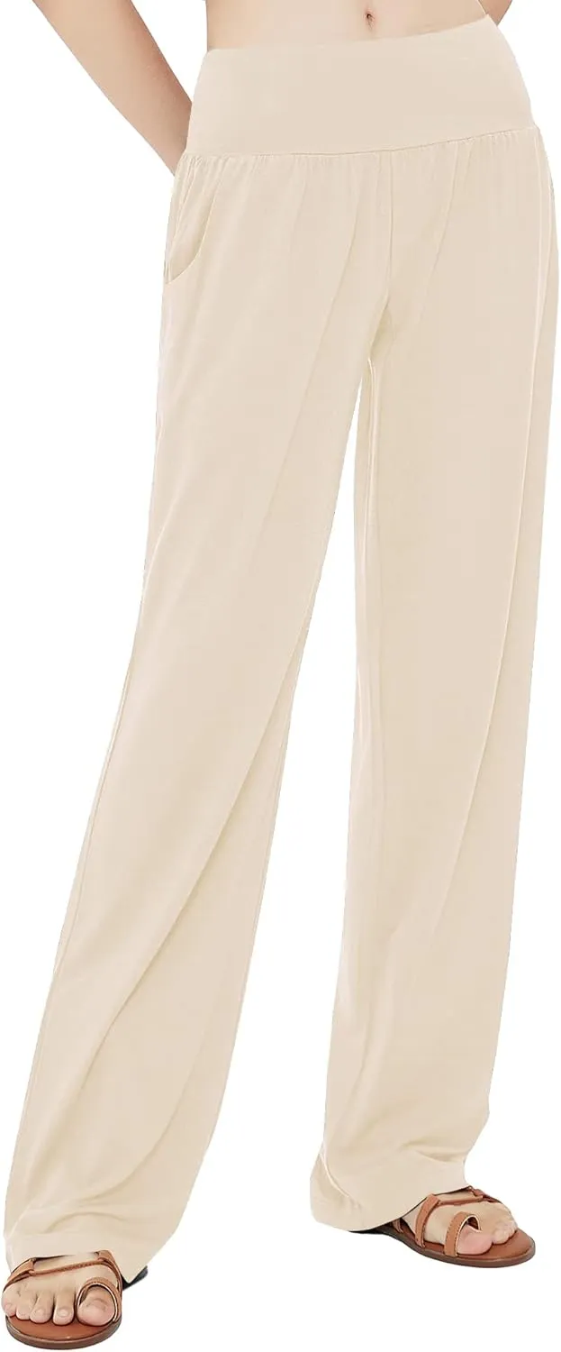Urban CoCo Women's Comfy Yoga Pants Casual Wide Leg Sweatpants High Waist Stretch Trousers with Pockets