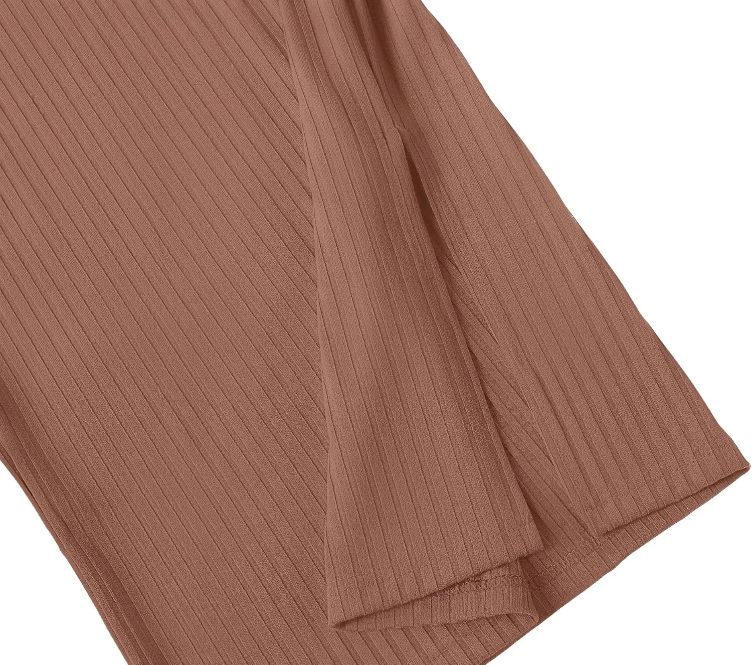 Urban CoCo Women's High Waist Stretch Ribbed Knit Pencil Skirt Midi Length with Side Slit Office Work Bodycon Style