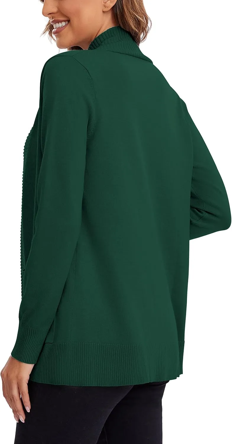 Urban CoCo Women's Lightweight Open Front Knit Cardigan Sweater Long Sleeve with Pocket
