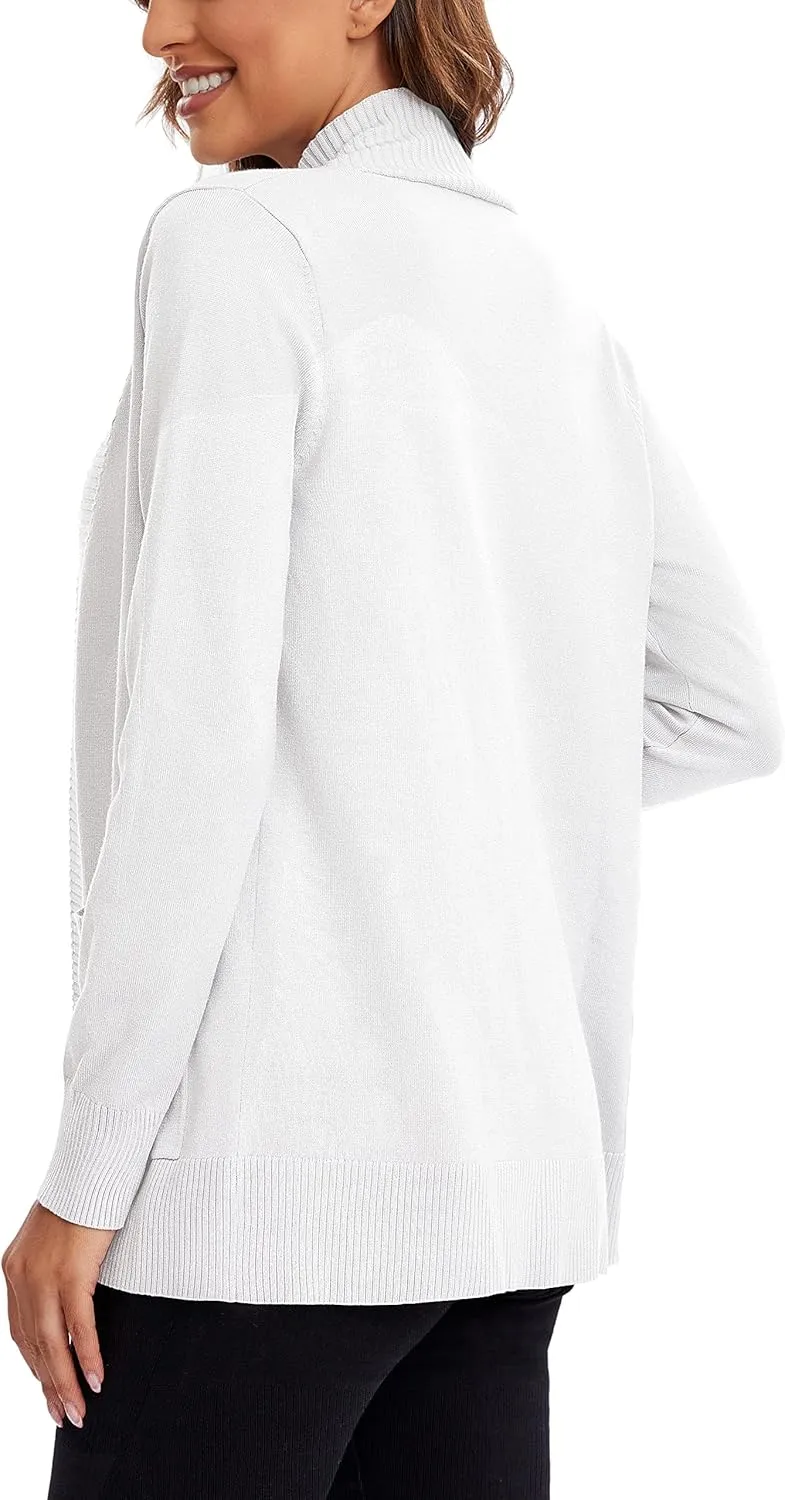 Urban CoCo Women's Lightweight Open Front Knit Cardigan Sweater Long Sleeve with Pocket