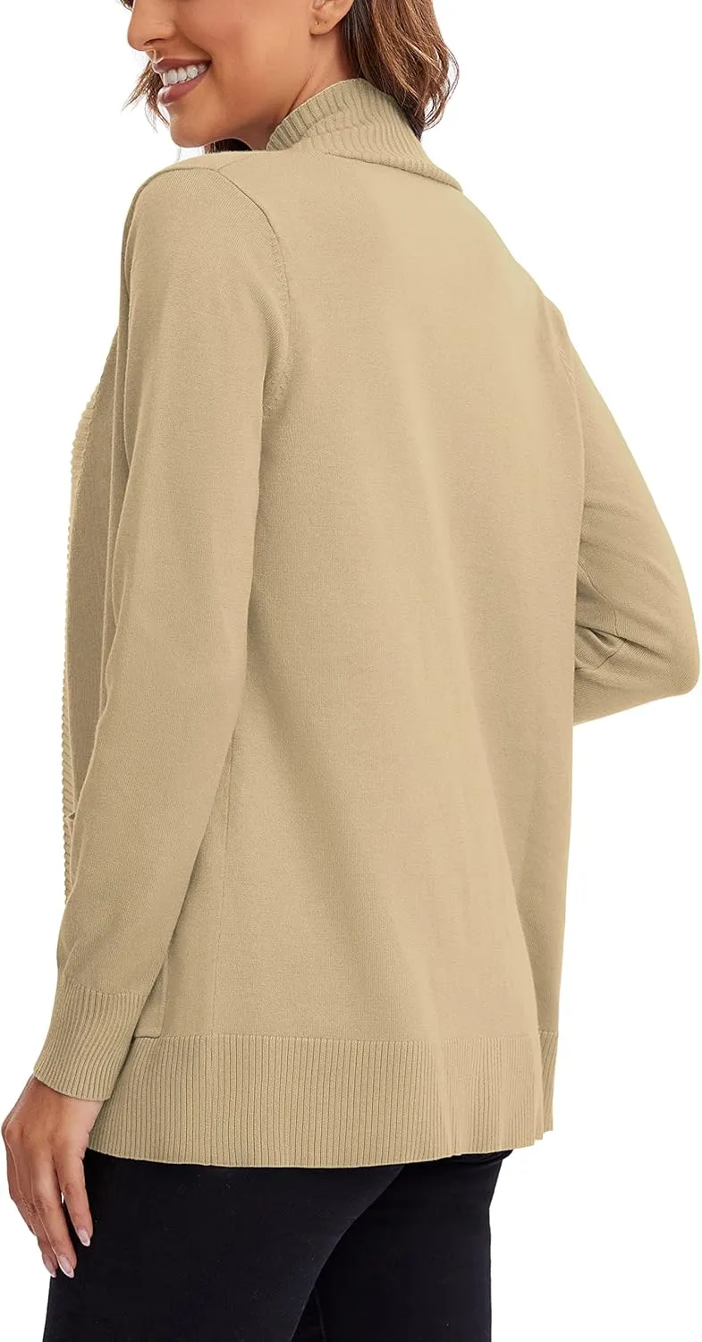 Urban CoCo Women's Lightweight Open Front Knit Cardigan Sweater Long Sleeve with Pocket