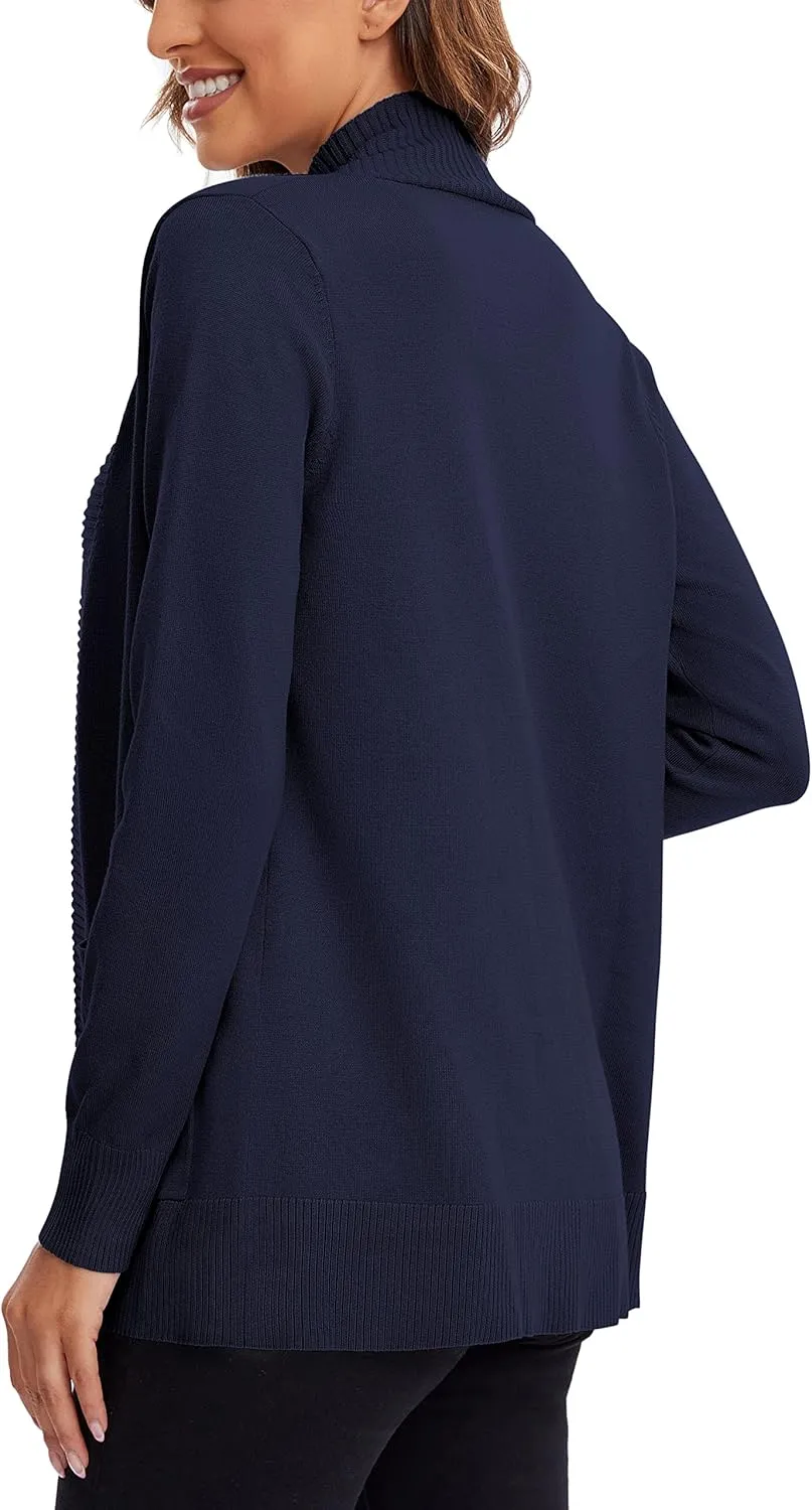 Urban CoCo Women's Lightweight Open Front Knit Cardigan Sweater Long Sleeve with Pocket