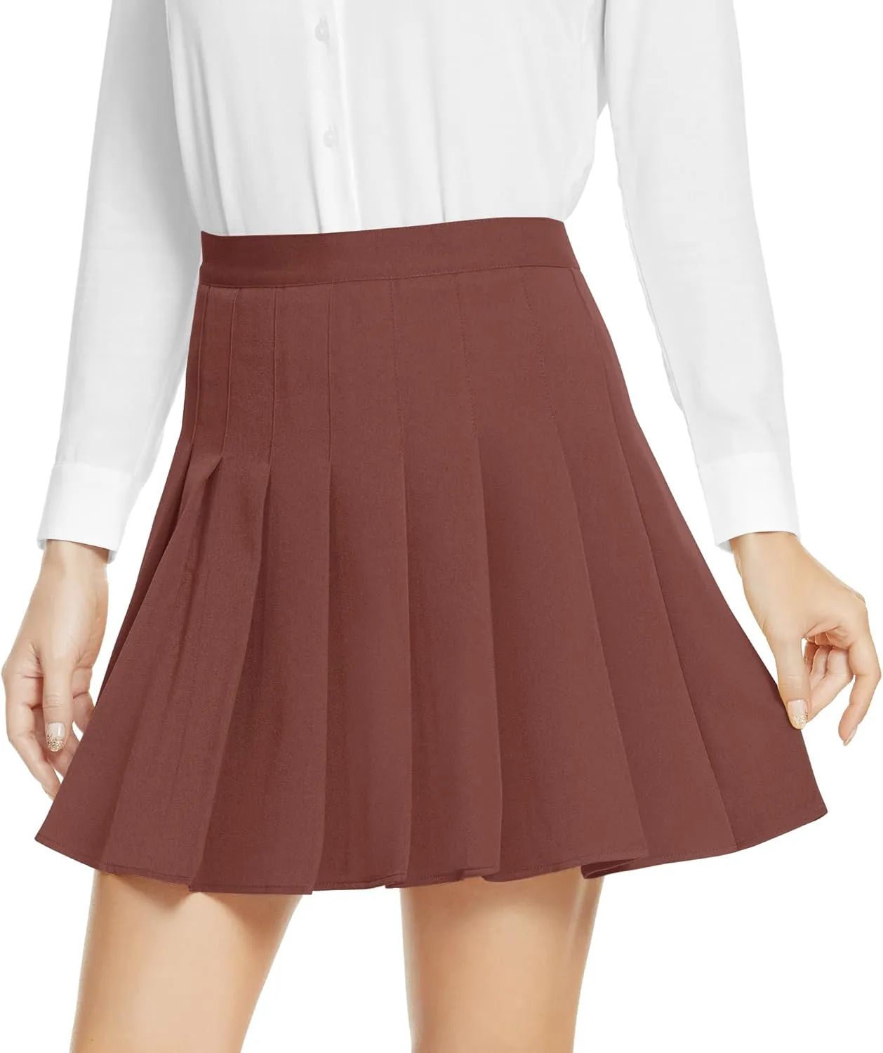 Urban CoCo Women's Pleated High Waist Solid School Uniform Skirt