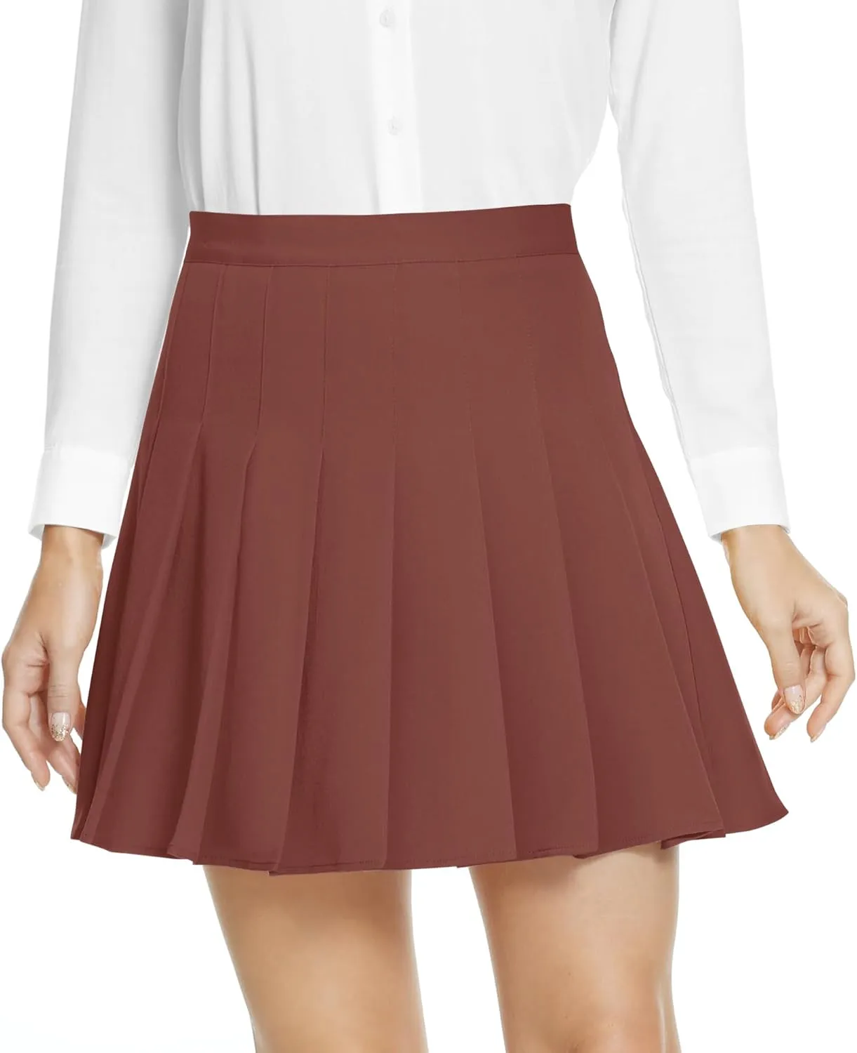 Urban CoCo Women's Pleated High Waist Solid School Uniform Skirt