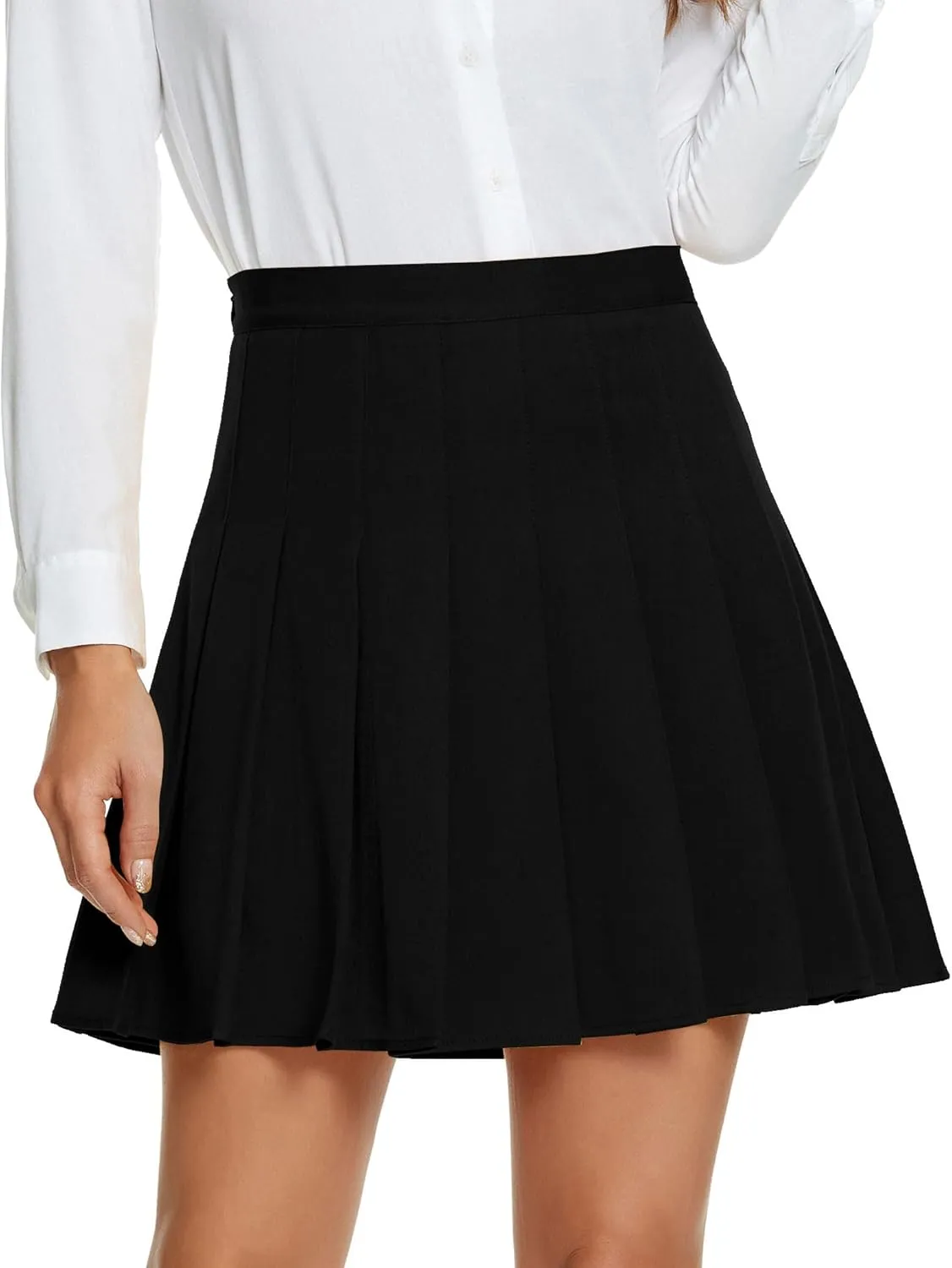 Urban CoCo Women's Pleated High Waist Solid School Uniform Skirt