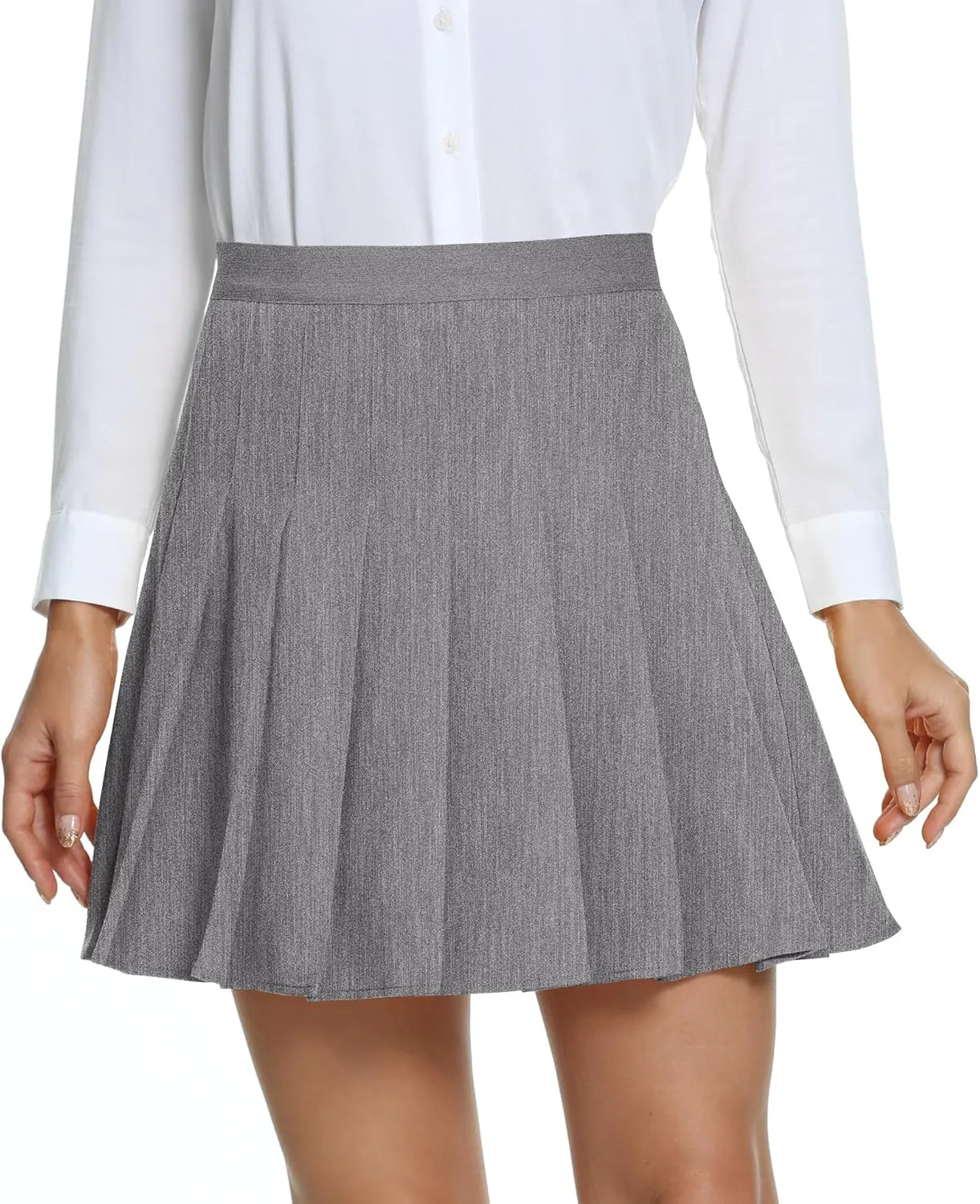 Urban CoCo Women's Pleated High Waist Solid School Uniform Skirt