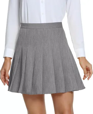 Urban CoCo Women's Pleated High Waist Solid School Uniform Skirt