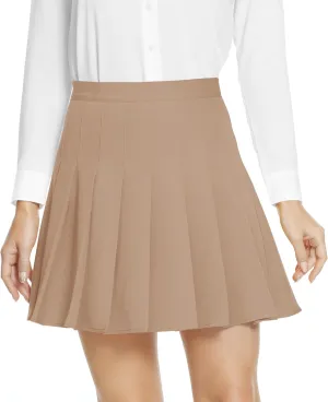 Urban CoCo Women's Pleated High Waist Solid School Uniform Skirt