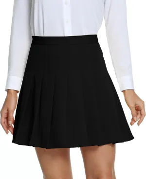 Urban CoCo Women's Pleated High Waist Solid School Uniform Skirt