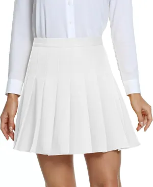 Urban CoCo Women's Pleated High Waist Solid School Uniform Skirt