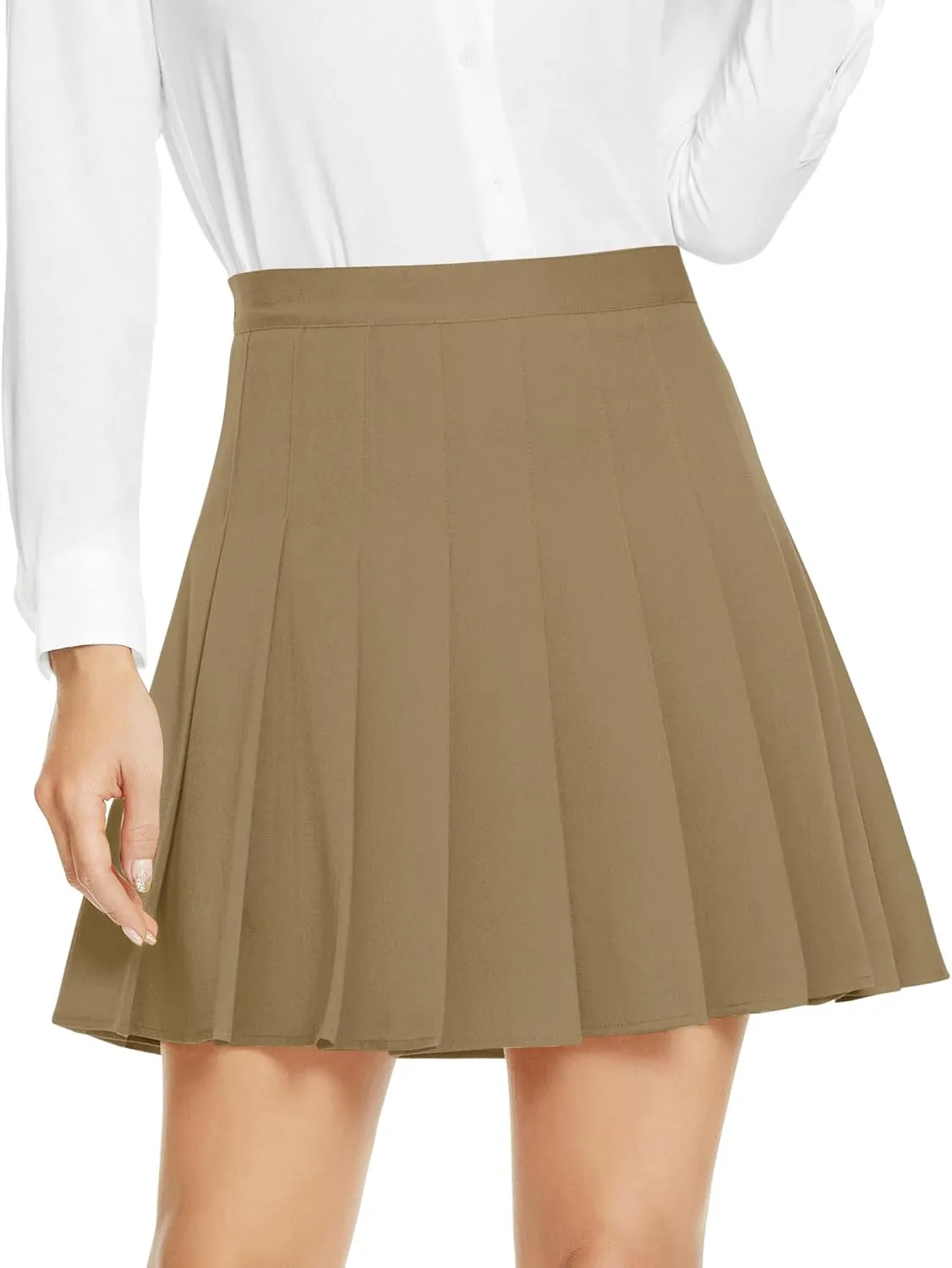 Urban CoCo Women's Pleated High Waist Solid School Uniform Skirt