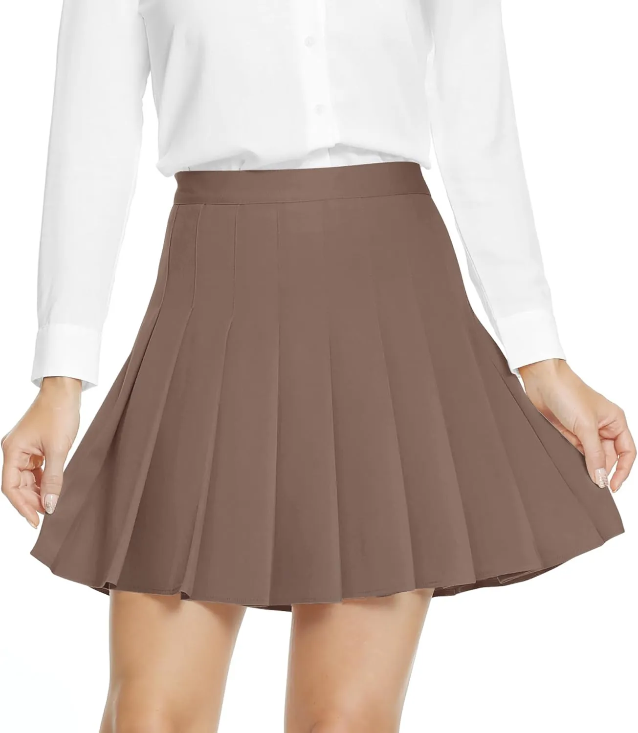 Urban CoCo Women's Pleated High Waist Solid School Uniform Skirt