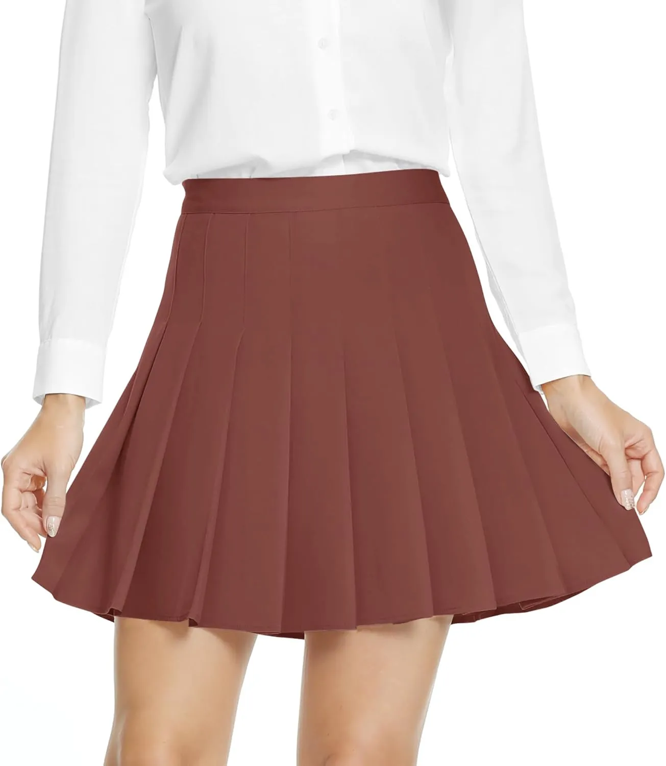 Urban CoCo Women's Pleated High Waist Solid School Uniform Skirt