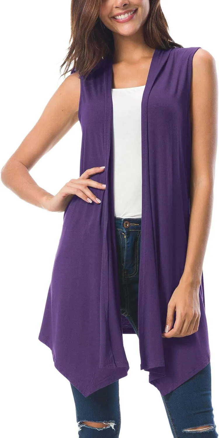 Urban CoCo Women's Sleeveless Cardigan Summer Open Front Vest Lightweight Cool Coat