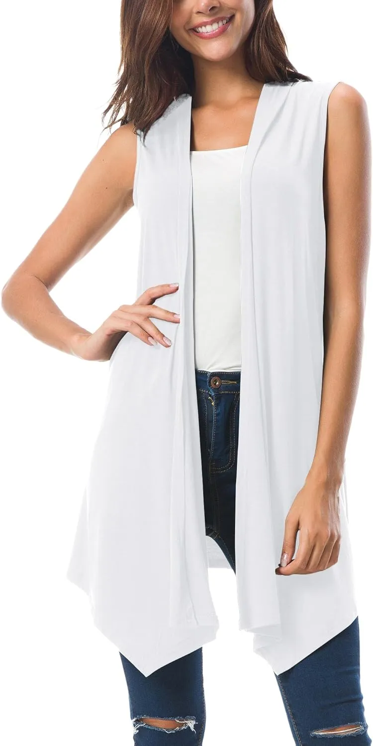 Urban CoCo Women's Sleeveless Cardigan Summer Open Front Vest Lightweight Cool Coat
