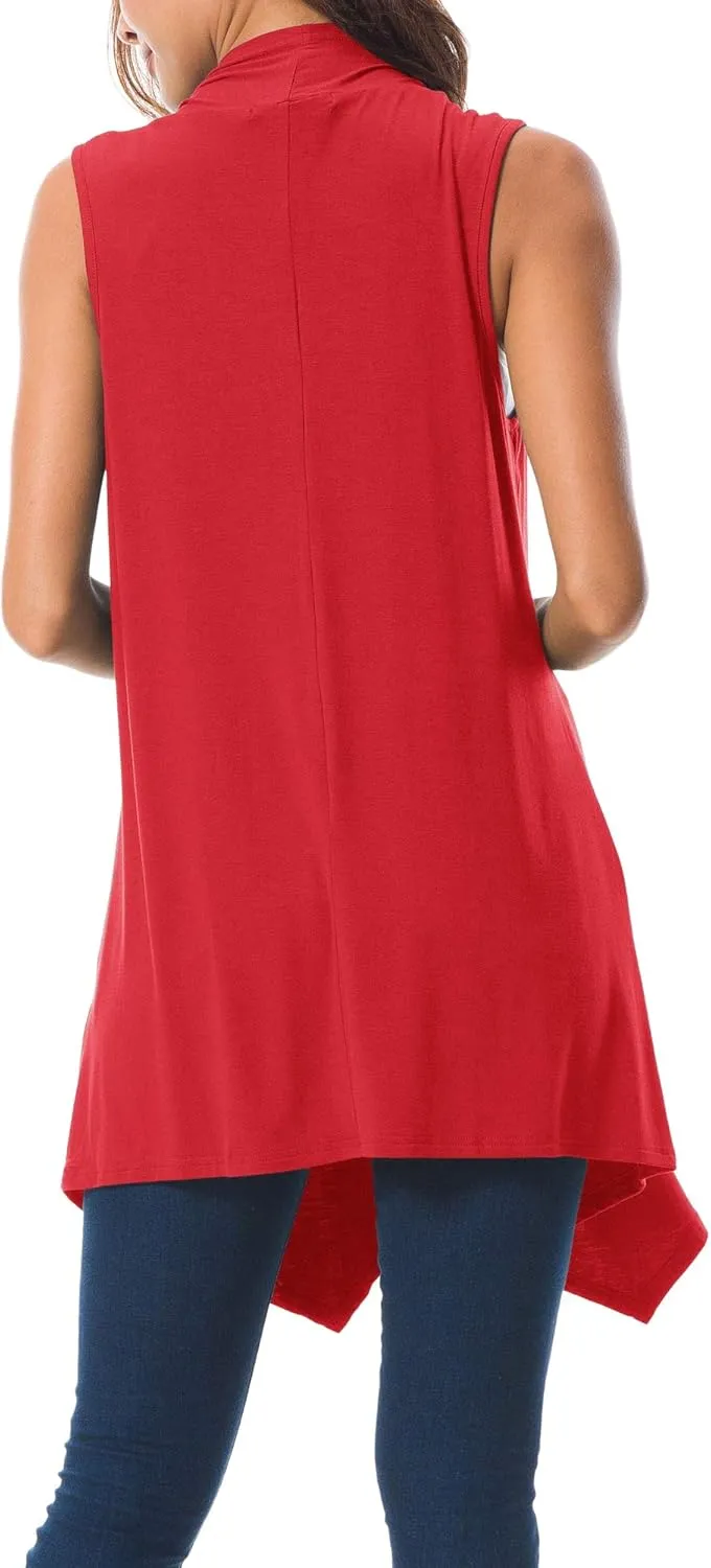 Urban CoCo Women's Sleeveless Cardigan Summer Open Front Vest Lightweight Cool Coat